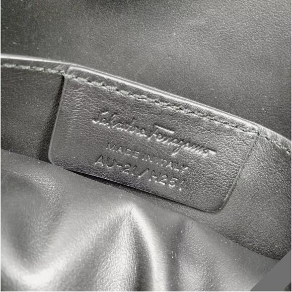 RARE Ferragamo Calf Hair Leather Gold Chain Camera Crossbody Bag - Picture 10 of 13